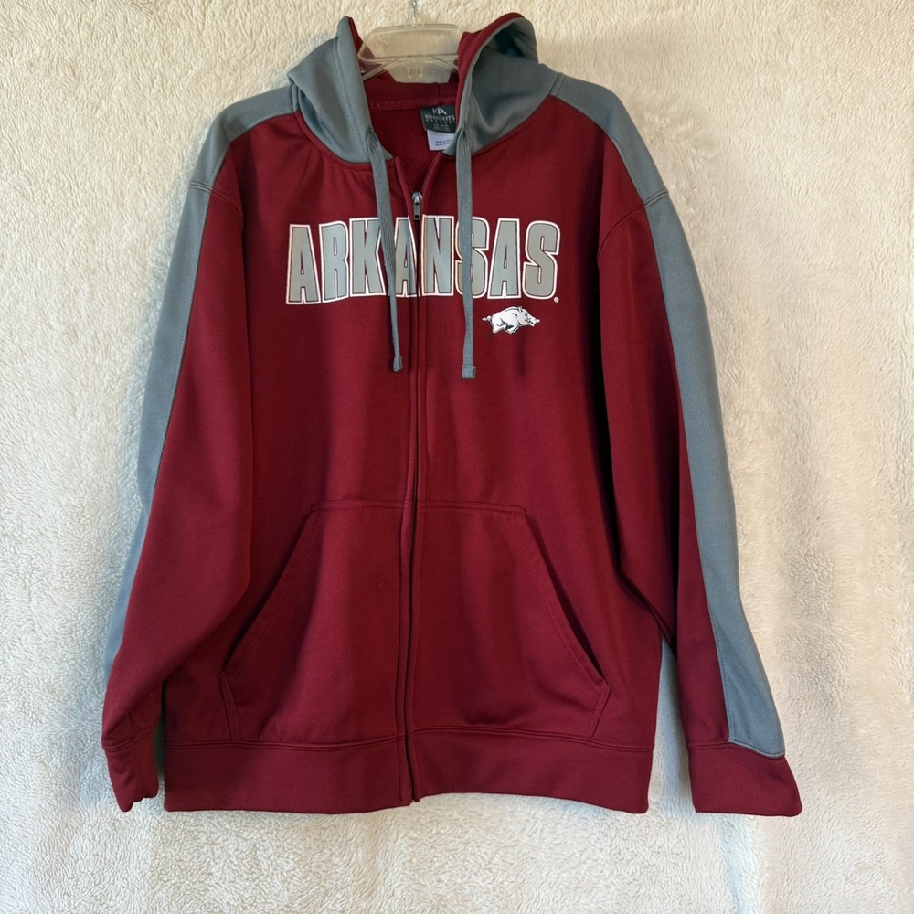 VTG Knights Apparel Arkansas Razorbacks Jacket Full Zip Maroon Mens Large Retro